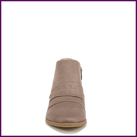 Women's Microsuede Ankle Boots with Zipper, Stacked Heel, Recycled Materials - Picture 4 of 8